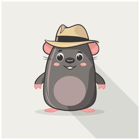 cute mole on white background. Vector illustration with animal in cartoon style.のイラスト素材