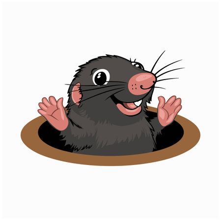cute mole on white background. Vector illustration with animal in cartoon style.のイラスト素材