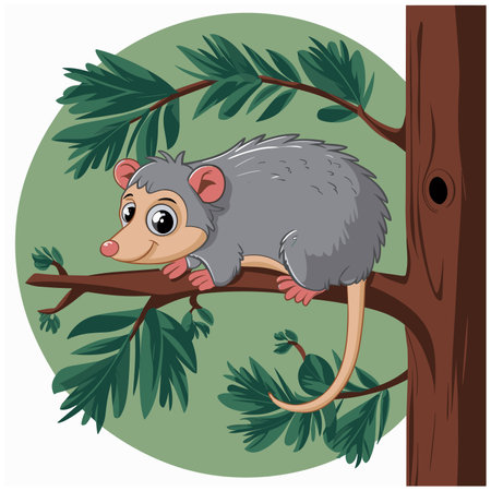Cute cartoon possum isolated on a white background. Vector illustrationのイラスト素材
