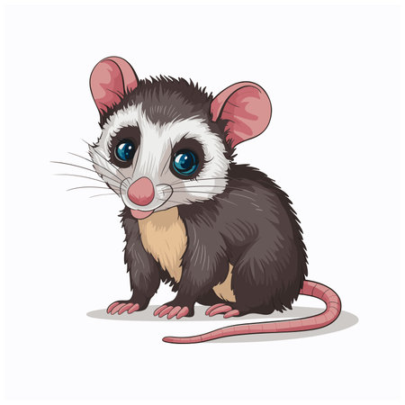 Cute cartoon possum isolated on a white background. Vector illustrationのイラスト素材