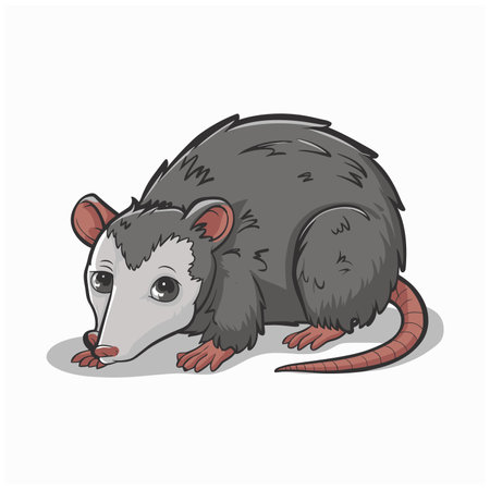 Cute cartoon possum isolated on a white background. Vector illustrationのイラスト素材