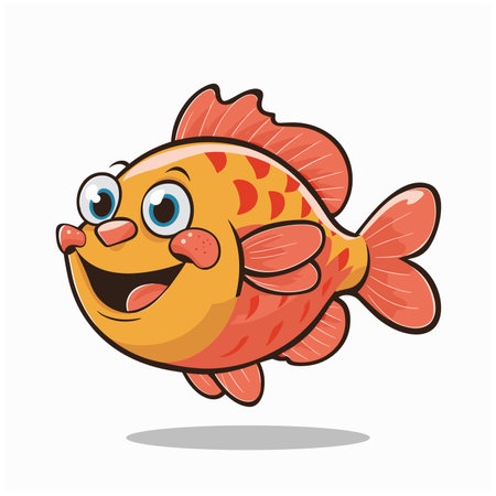 Cartoon happy catfish on white backgroundのイラスト素材
