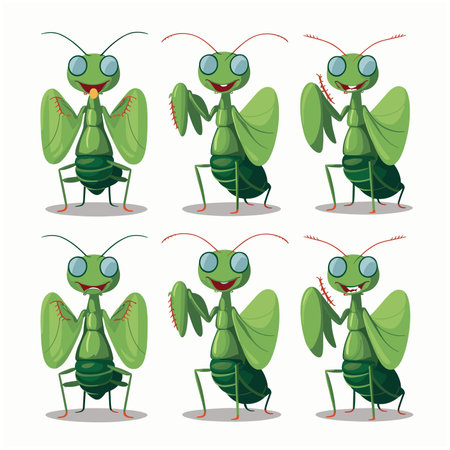 Cute praying mantis cartoon illustration isolated on white backgroundのイラスト素材