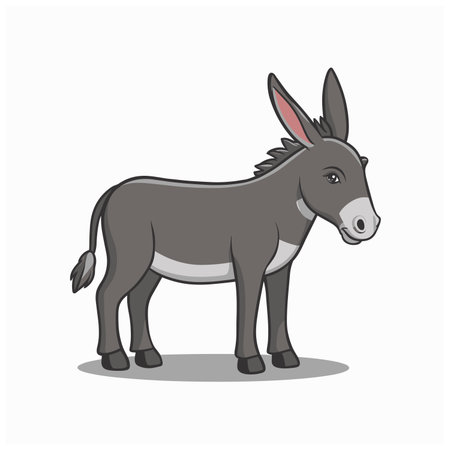 Cute cartoon funny donkey Vector illustration for children. Vector illustration of Cute cartoon funny donkey on white background.のイラスト素材
