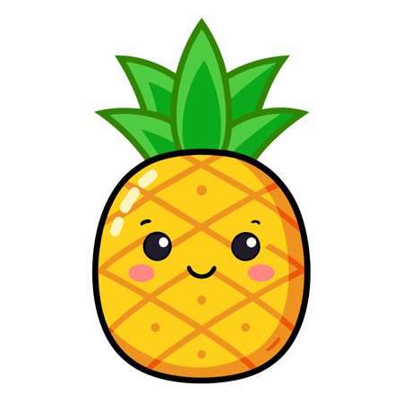 Pineapple fruit Vector Illustration isolated on white backgroundのイラスト素材