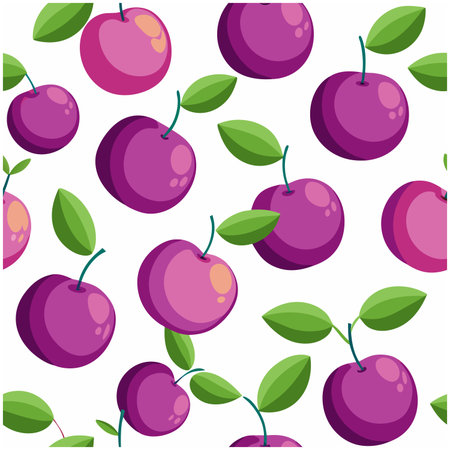 Plum fruit Vector Illustration isolated on white backgroundのイラスト素材