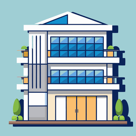 apartment building, vector illustration white backgroundのイラスト素材