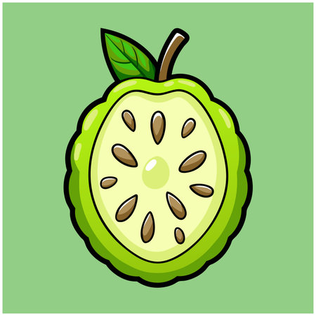 Soursop vector cartoon fruit illustration isolated on a white background.
