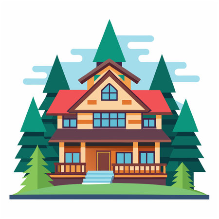 Bungalow building Illustration on white background.のイラスト素材