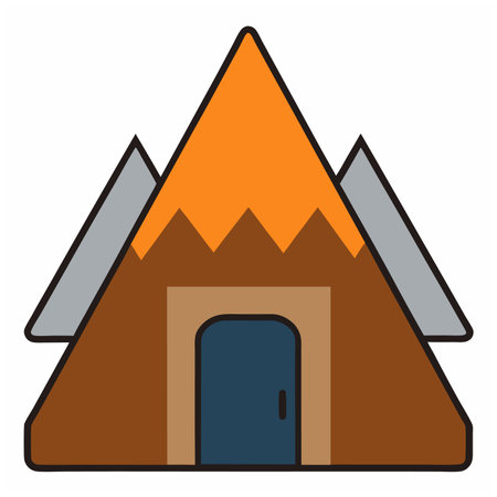 wooden cabin flat clipart vector illustration white backgroundのイラスト素材