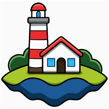 light house Flat vector illustration  on a white background.のイラスト素材