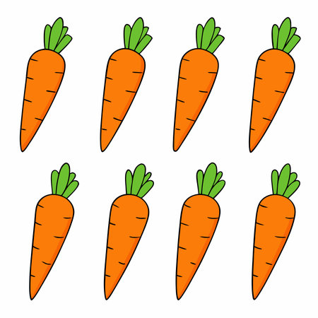 Carrot vegetable, leaves, Farm carrot plant. Vector illustration isolated on white background.