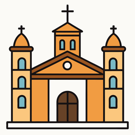 cathedrals building. house of worship, architectural concept flat vector illustrationのイラスト素材