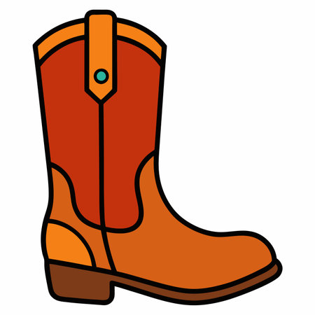 Cowboy boot isolated on white background. Vector illustration in flat style.のイラスト素材