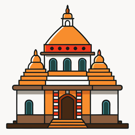 Indian temple icon. Flat illustration of indian temple vector icon for webのイラスト素材