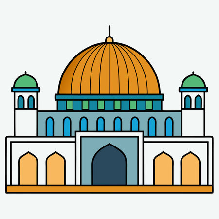 Islamic mosque building flat vector illustrationのイラスト素材