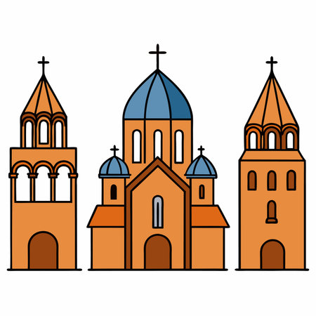 Orthodox flat design vector illustration. Cathedral Church icon isolatedのイラスト素材
