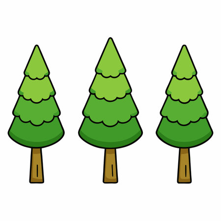 Trees Vibrant Flat Illustrations Collection.  Flat illustration. Vector images on a white background.のイラスト素材