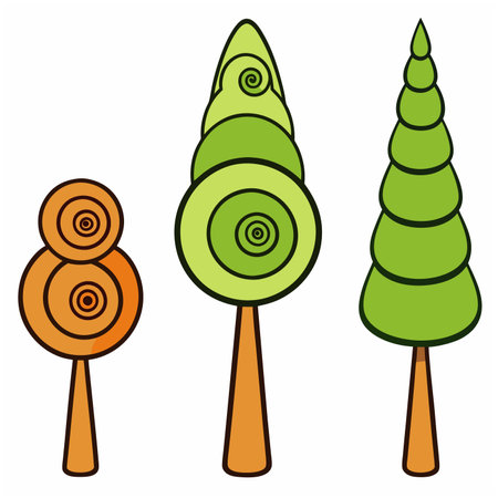 Trees Vibrant Flat Illustrations Collection.  Flat illustration. Vector images on a white background.のイラスト素材