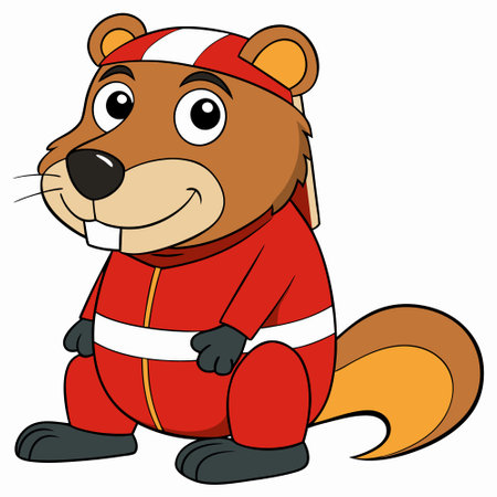 Beaver vector illustration, cartoon clipart character, animal in flat style.のイラスト素材