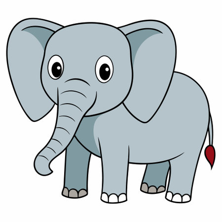 Cute elephant in flat cartoon style illustrationのイラスト素材
