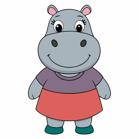 hippo  cartoon style Vector illustration animals isolated on white background.のイラスト素材
