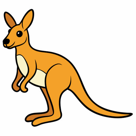 Cute cartoon kangaroo isolated on white background. Vector illustration.のイラスト素材