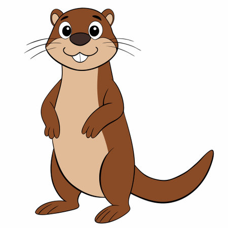 Cute Otter Cartoon On White Backgroundのイラスト素材