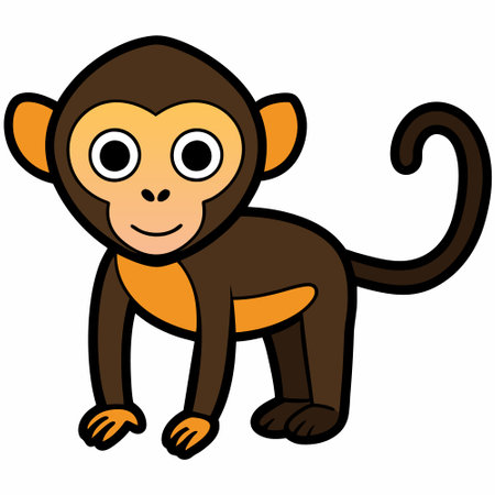 Primate Flat Vector flat cartoon flat art illustrationのイラスト素材