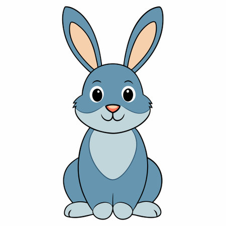 Rabbit vector illustration. Cute bunny rabbit cartoon clipart, animal in flat style.のイラスト素材