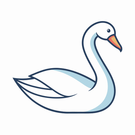 Cute Swan cartoon bird vector illustration style on white backgroundのイラスト素材
