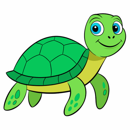 turtle vector illustration. Cute sea turtle cartoon clipart, animal in flat style.のイラスト素材