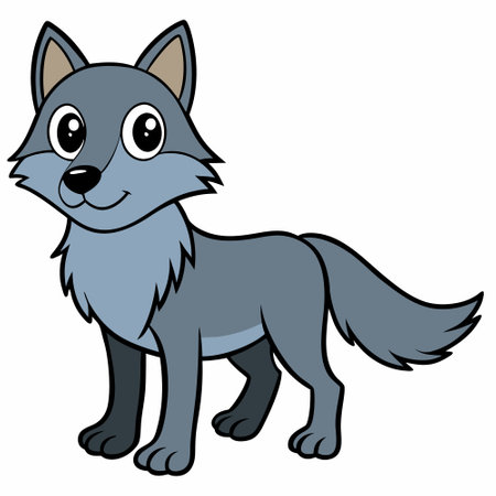 Cute cartoon wolf isolated on white background. Side view. Vector illustration.のイラスト素材