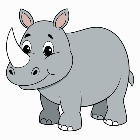 Illustration of a rhinoceros in vector flat vector cartoonのイラスト素材