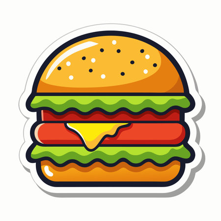 burger vector flat art illustration on white backgroundのイラスト素材
