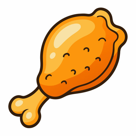 fried chicken leg flat vector illustration logo icon clipartのイラスト素材