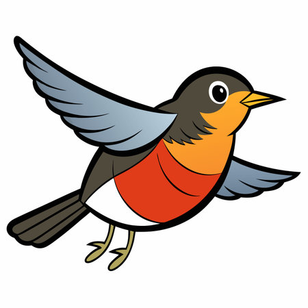 American Robin Birds Vector Illustration