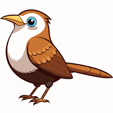 wren bird cartoon style. Isolated on white background. Vector flat illustration.のイラスト素材