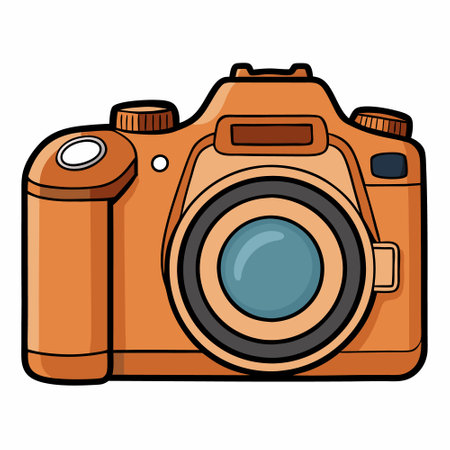DSLR Camera flat vector illustration white backgroundのイラスト素材
