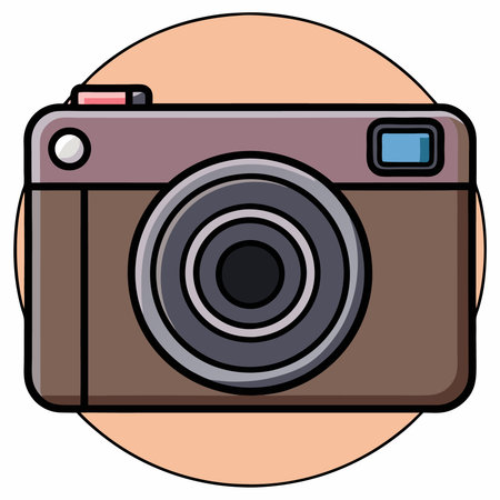 Point-and-Shoot Camera flat vector illustration white backgroundのイラスト素材