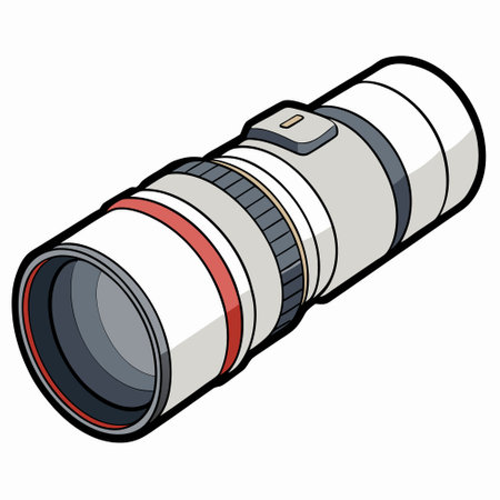 Telephoto Lens flat vector illustration white backgroundのイラスト素材