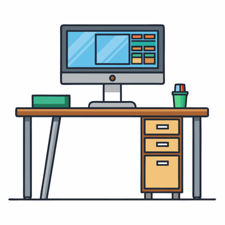 Desk flat style vector isolated illustration white backgroundのイラスト素材