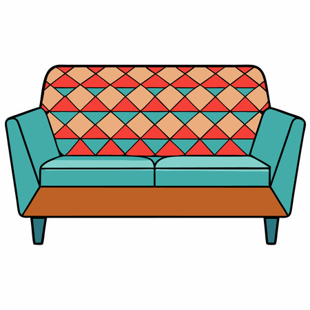 Sofa flat style vector isolated illustration white backgroundのイラスト素材