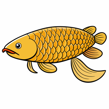 Arowana fish isolated flat vector illustration on white backgroundのイラスト素材