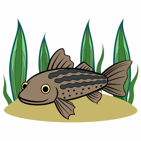 Pleco fish isolated flat vector illustration on white backgroundのイラスト素材