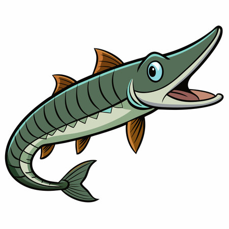 Sturgeon fish isolated flat vector illustration on white backgroundのイラスト素材
