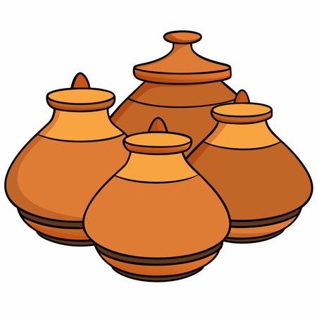 Pots illustration flat vector designのイラスト素材