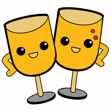 clinking glasses flat vector illustration white backgroundのイラスト素材