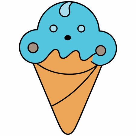 Ice Cream Cone flat vector illustration white backgroundのイラスト素材