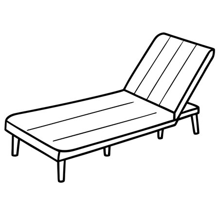Outline illustration of a deck chair isolated on a white background.のイラスト素材
